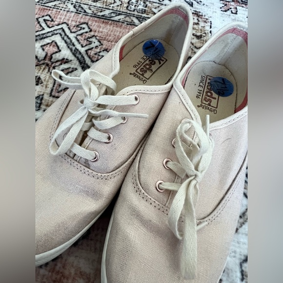 KEDS pale pink sparkle champion metallic sneakers size 7.5 ladies casual shoe - Picture 2 of 8